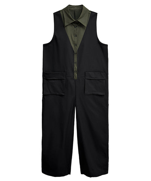Contrast Collar Jumpsuit