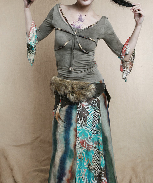 Bohemian Patchwork TieFront Top