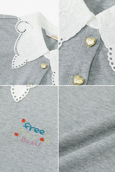 Lace Heart Polo Top