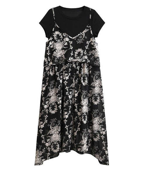 Faux Layered Floral Dress