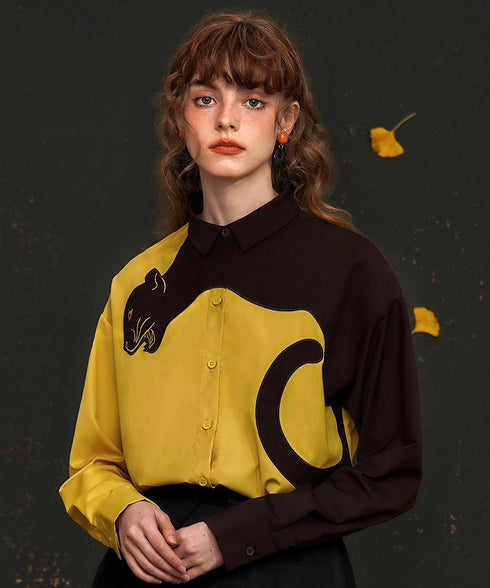 Black Panther Long Sleeve Blouse