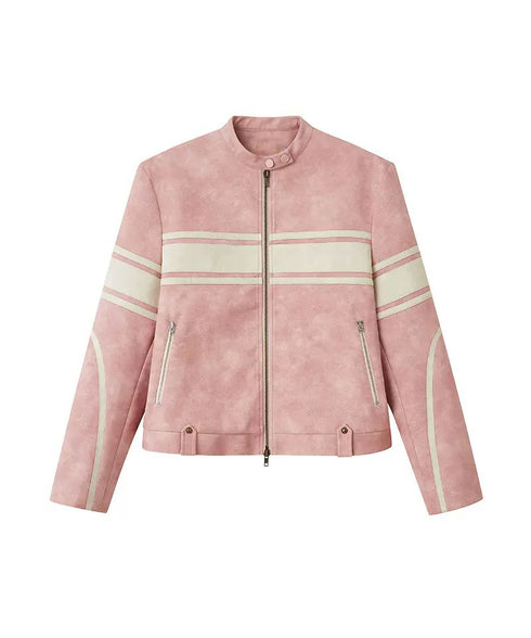 Color Block Faux Leather Jacket