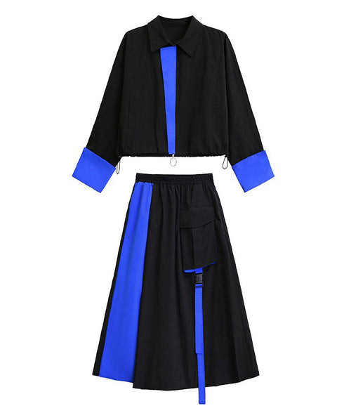 Bicolor Zip Top & Skirt Co-ord