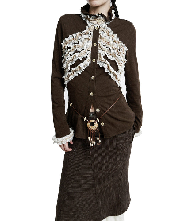 Ivory Cascade Blouse — Brown — 9