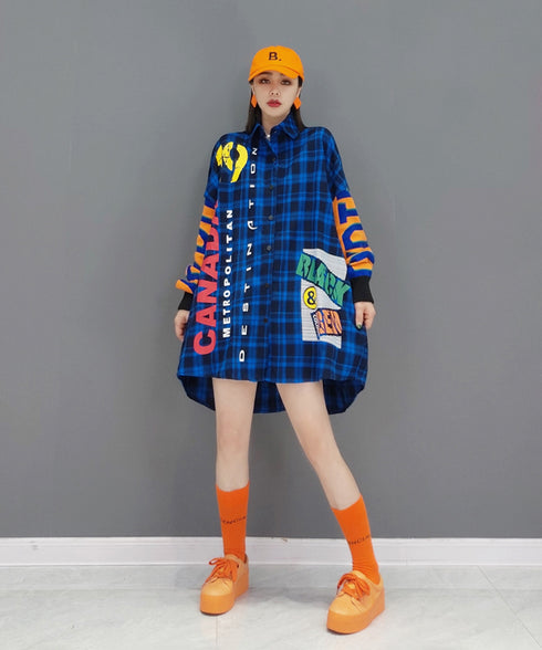 Rubber Print Check Blouse