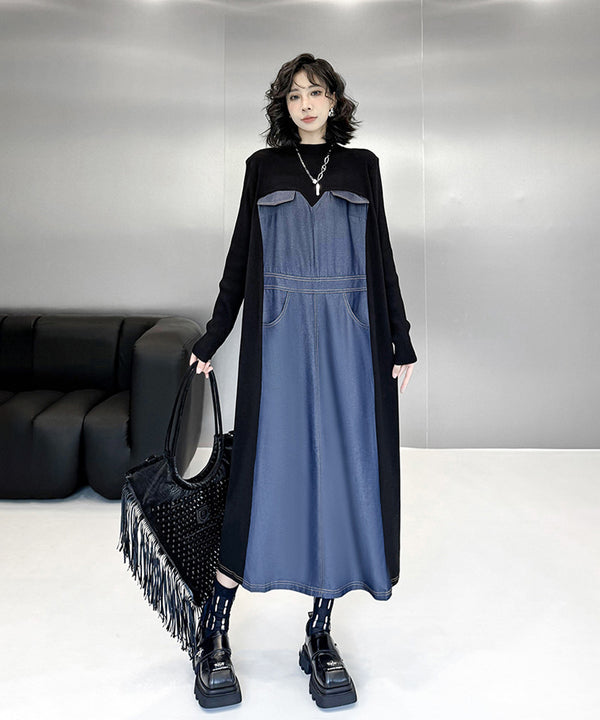 Denim Switching Dress