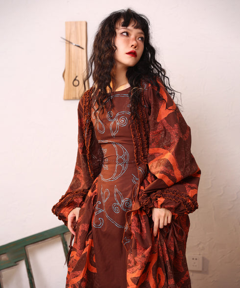 Printed Frill Line Short Jacket