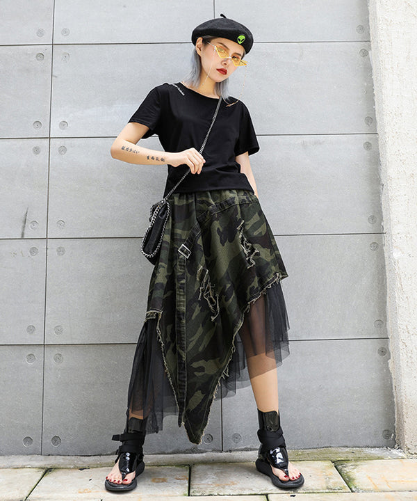 Mesh Layered Camouflage Skirt