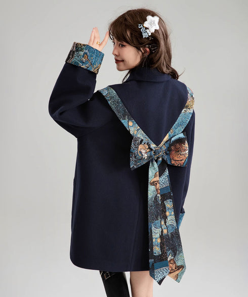 Jacquard Ribbon Cloud Shoulder Coat