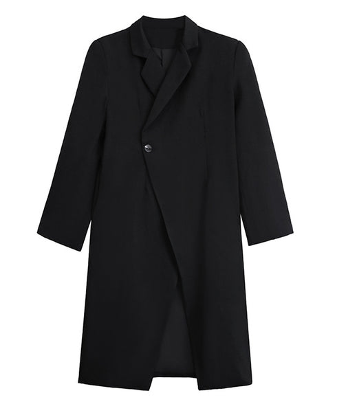 Solid Collar Long Jacket