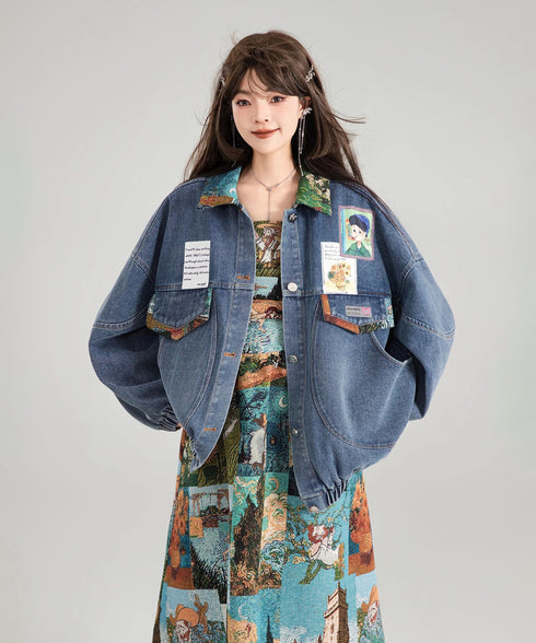 Jacquard Ribbon Denim Jacket