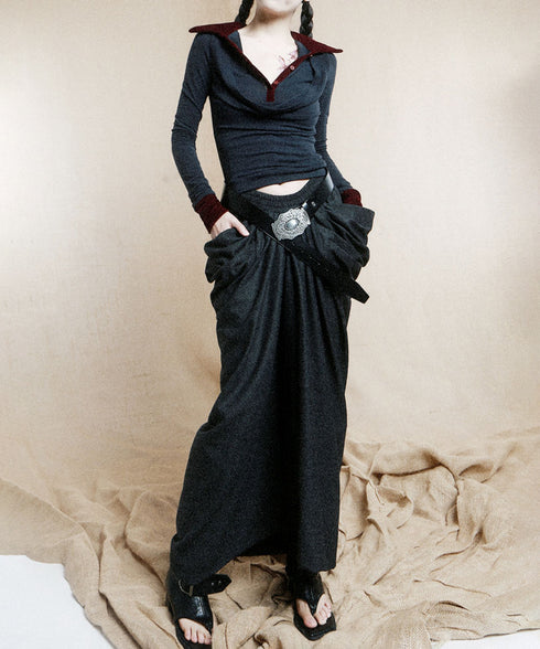 Big Pocket Low Waist Skirt