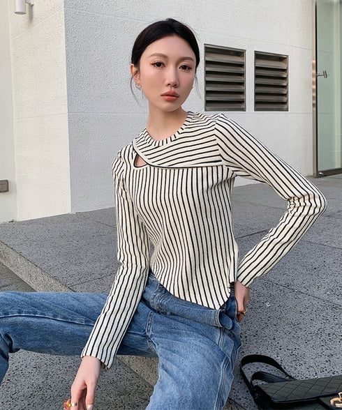Striped Cut-out Top