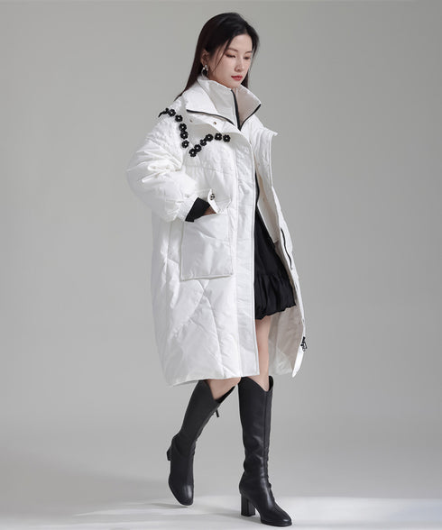 Flower Beads Padded Coat
