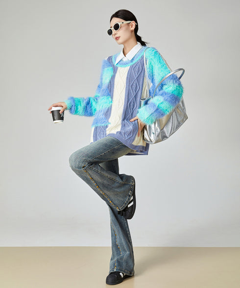 Fairy Irregular Contrast Sweater
