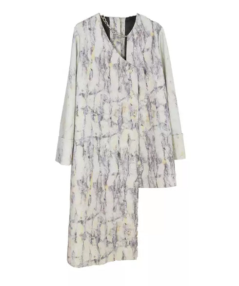 Tie-dye Print Collarless Jacket