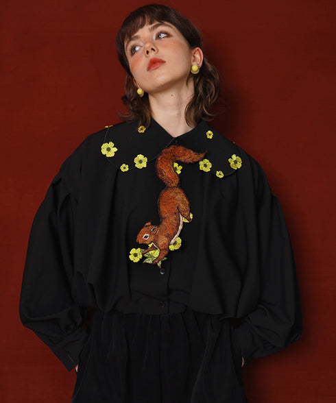 Squirrel Embroidered Tie