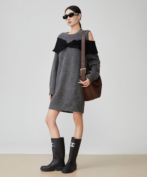 Shoulder Cut-out Knit Dress