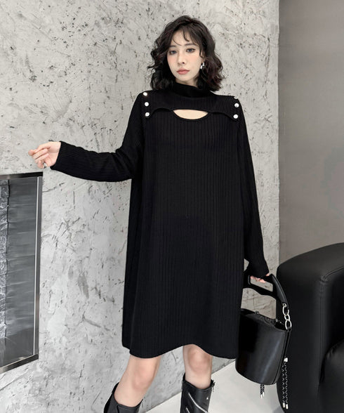 Half Turtleneck Knit Dress