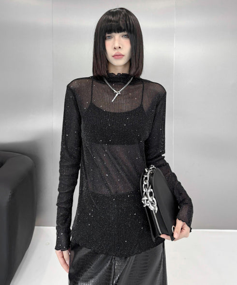 Shiny Turtleneck Top