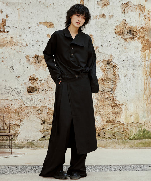 Retro Button Stand Collar Blouse