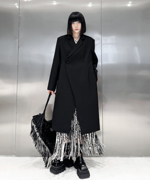 Solid Collar Long Jacket