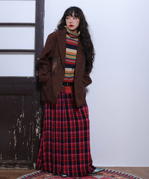 Retro Check Switching Skirt