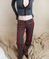Striped Low Waist Bootcut Pants