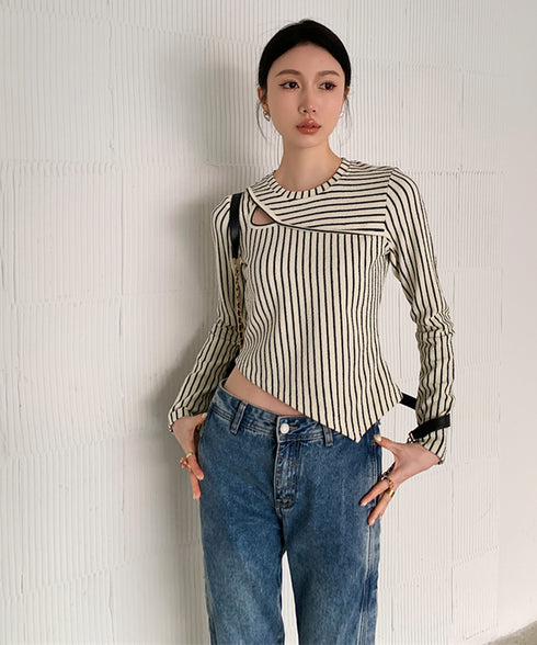 Striped Cut-out Top
