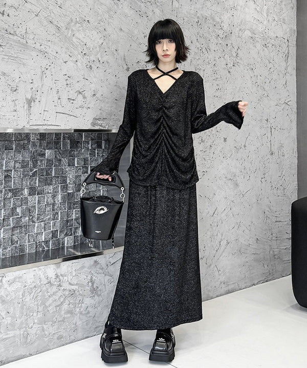 Shiny Gathered Top & Skirt