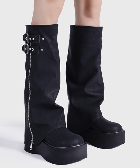 Zip Design Cover Boots