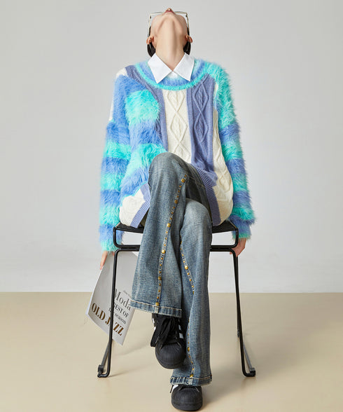 Fairy Irregular Contrast Sweater