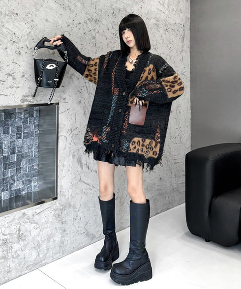 Leopard Patchwork Cardigan