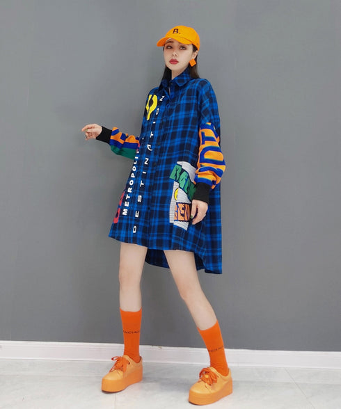 Rubber Print Check Blouse