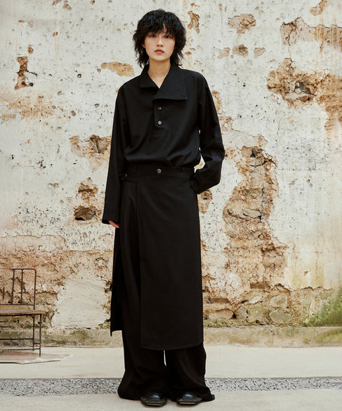 Retro Button Stand Collar Blouse