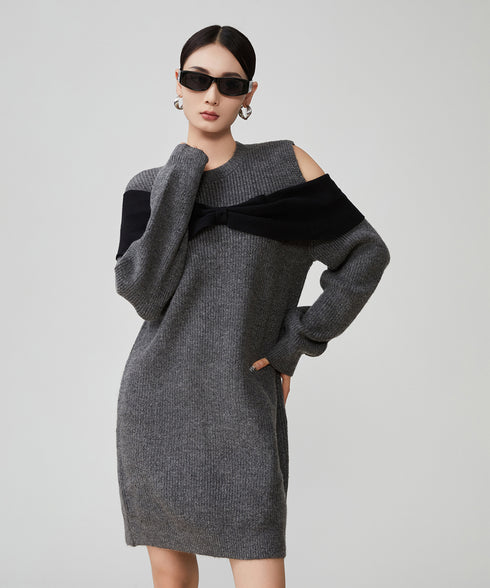 Shoulder Cut-out Knit Dress