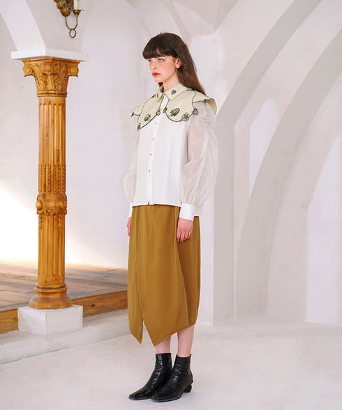 Strawberry Embroidery Collar Blouse