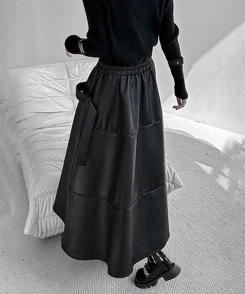 Splicing Zipper Flare Skirt