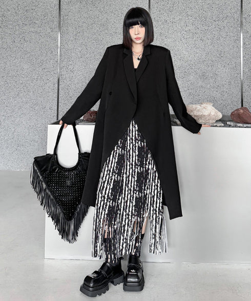 Solid Collar Long Jacket