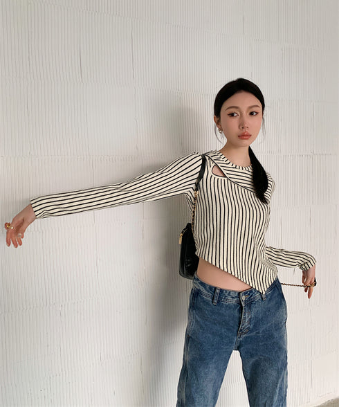 Striped Cut-out Top