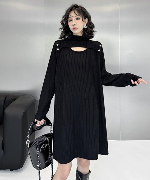 Half Turtleneck Knit Dress