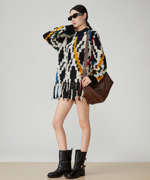 Jacquard Tassel Sweater