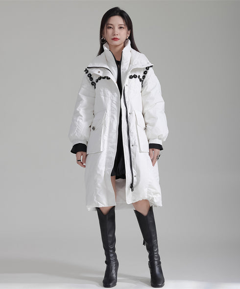 Flower Beads Padded Coat