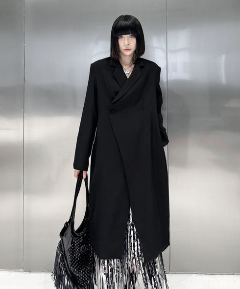 Solid Collar Long Jacket