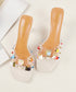 Cone Heel Colorful Jewel Sandals