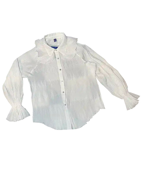 Petal Collar Pleated Blouse