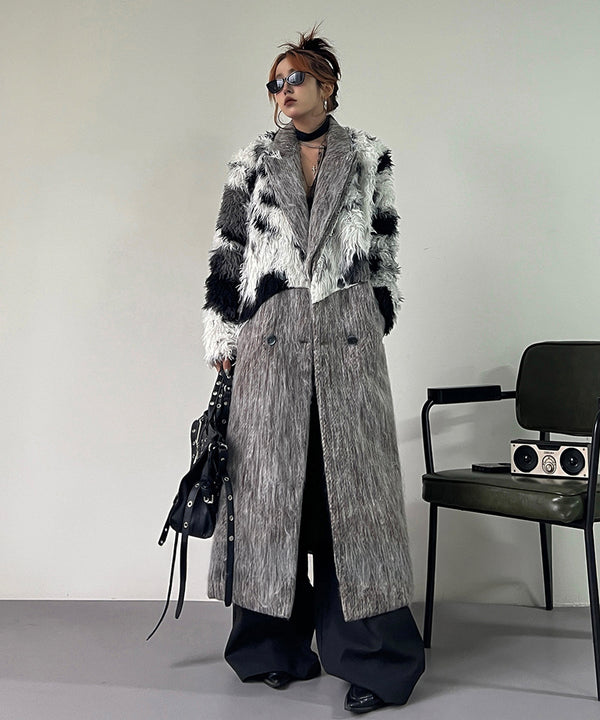 Faux Fur Splicing Coat