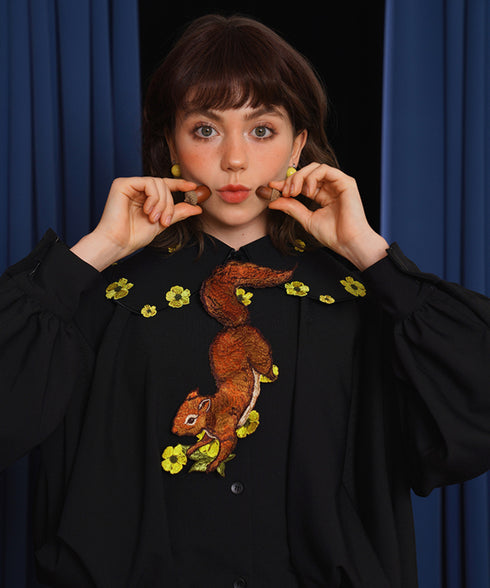 Squirrel Embroidered Tie