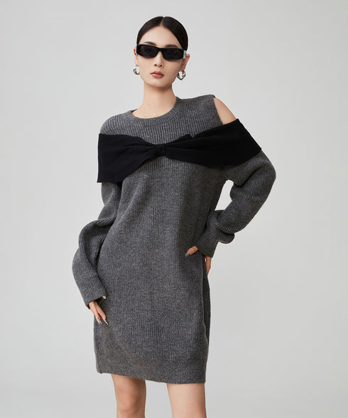 Shoulder Cut-out Knit Dress