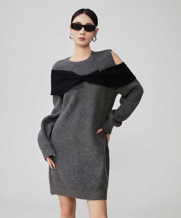 Shoulder Cut-out Knit Dress